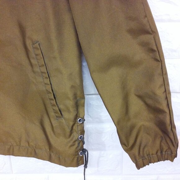 Vintage Chore Coat Utility Jacket Unisex-M/L Nylon Canvas Hood Zipper Pockets - Picture 4 of 10